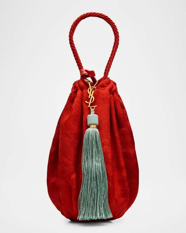 Tassel YSL Evening Pouch Bag in Jacquard